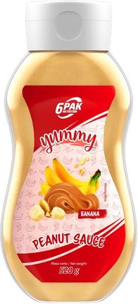 6 Pak  Zdrowa Żywność Masło Orzechowe 6Pak Nutrition Peanut Sauce 520g Bananowy  
