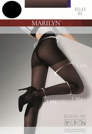 Rajstopy Przeciwżylakowe Profilaktyczne Marilyn Relax 80 Den Czarne 5-XL