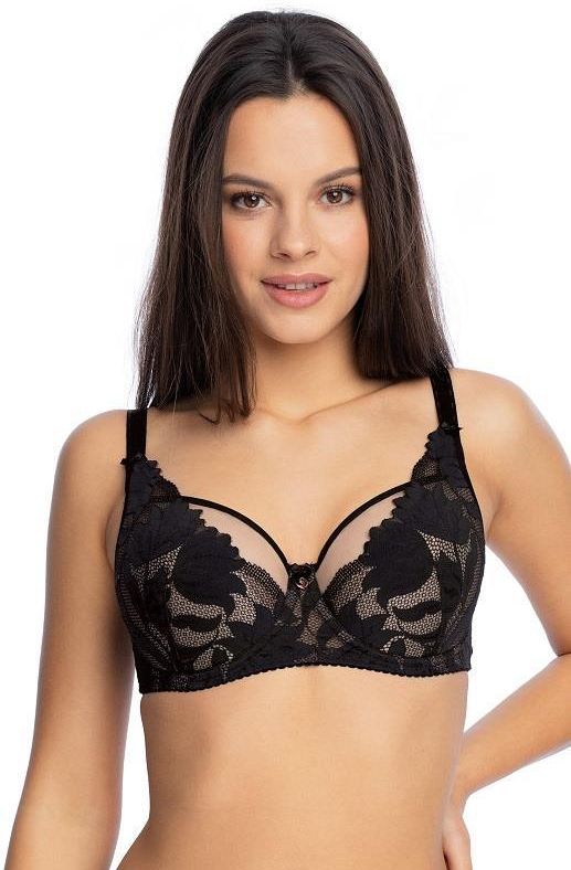 Gaia Damen Halbschalen-BH 1134 Keto | E65 | Schwarz | Eleganter Semi-Soft BH mit Spitze für perfekten Halt und Komfort | Beliebte SS10-Konstruktion