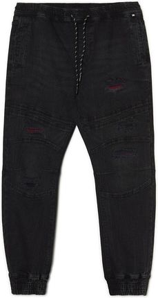 Cropp - Czarne jeansowe joggery z przeszyciami - Czarny