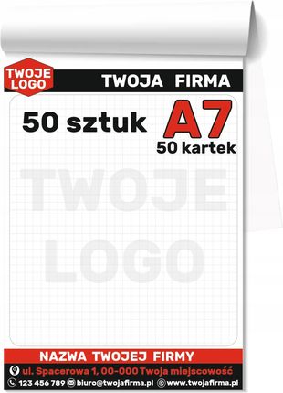 Notesy Klejone 50-Kartkowe A7 Bloczki Z Nadrukiem Twoje Logo 50 Sztuk
