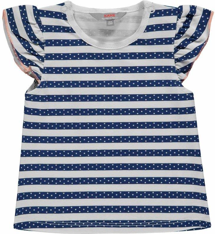 Kanz T-Shirt Bambine E Ragazze A Maniche Corte - 95% Cotone, Stampa Rally, Con Bottoni A Pressione