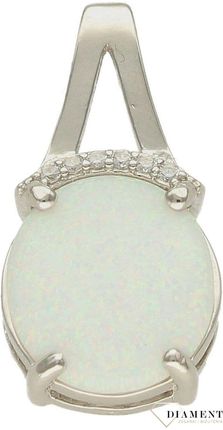 Srebrna zawieszka damska 925 z okrągłym kamieniem biały opal