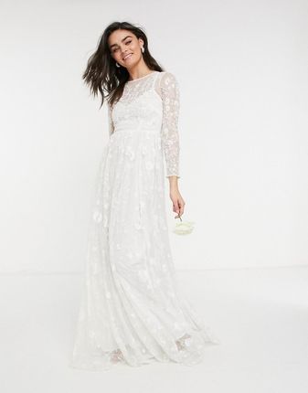 Biała haftowana suknia ślubna zdobienia 40