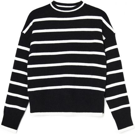 Cropp - Czarny sweter w białe paski - Czarny