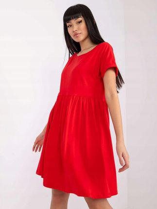 Sukienka czerwona do pracy, na codzień bawełna S
