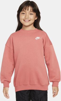 Bluza dresowa dla dużych dzieci (dziewcząt) o kroju oversize Nike Sportswear Club Fleece - Czerwony