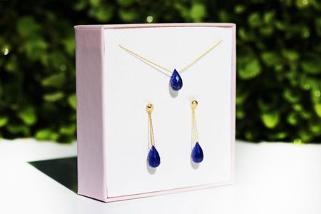 Brazi Druse Jewelry Komplet Lapis Lazuli Krople (85155)