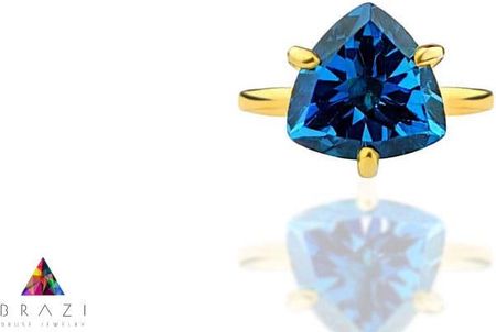 Brazi Druse Jewelry Pierścionek Topaz London Blue 4 Ct. Trylion Złoto 585 (11386)