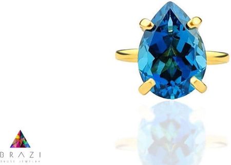 Brazi Druse Jewelry Pierścionek Topaz London Blue 6 Ct. Kropla Złoto 585 (11387)
