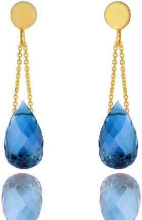 Brazi Druse Jewelry Kolczyki Topaz London Blue Krople Złoto 585 (84488Z)
