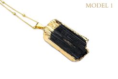 Brazi Druse Jewelry Naszyjnik Turmalin Złote Boki (11718)