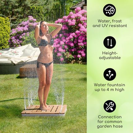 Blumfeldt Cool Breeze Prysznic Ogrodowy Kwadratowy Aluminium Drewno Tekowe Uchwyt Do Przenoszenia Coolbreeze - zdjęcie 3