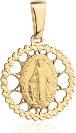Biżuteria Gabor Złoty medalik Cudowny w okrągłej oprawie 585
