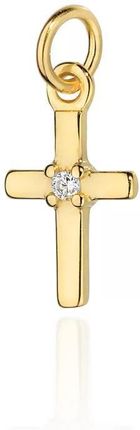 Biżuteria Gabor Złoty krzyżyk z białą cyrkonią 585