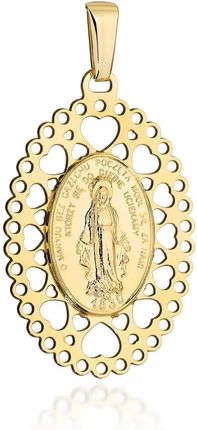 Biżuteria Gabor Złoty medalik cudowny w ażurowej oprawie 585