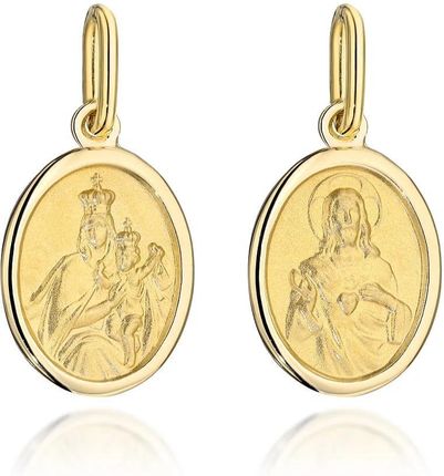 Biżuteria Gabor Złoty medalik satynowy szkaplerz w błyszczącej oprawie 585