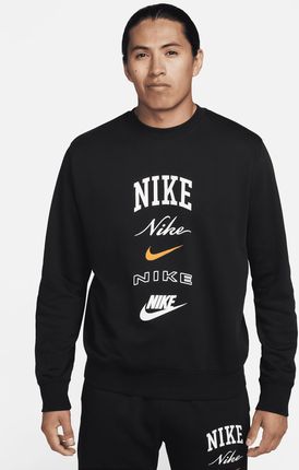 Męska bluza dresowa z długim rękawem i półokrągłym dekoltem Nike Club Fleece - Czerń