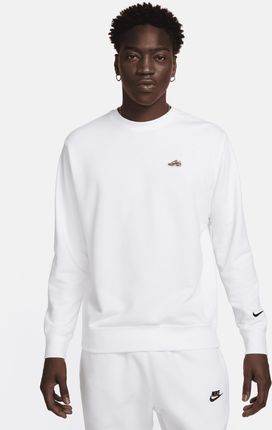 Męska bluza z półokrągłym dekoltem z dzianiny dresowej Nike Sportswear - Biel