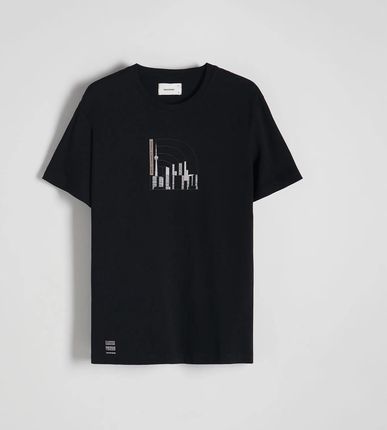 Reserved - T-shirt regular fit z nadrukiem - Czarny