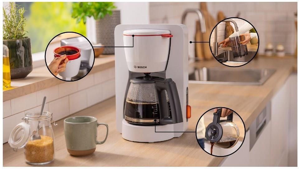 Machine à Café Filtre Bosch MyMoment - 1.25L - Carafe Verre - Anti-Goutte - Noir