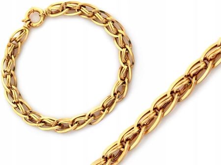 Złota gruba bransoleta 585 z dużych ogniw r20 nowoczesny splot