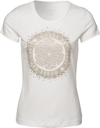 Damska Koszulka z krótkim rękawem Guess SS CN Round Camelia Tee W4Ri47J1314-G011 – Biały