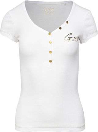 Damska Koszulka z krótkim rękawem Guess SS Henley Olympia Top W4Rp47K1814-G011 – Biały