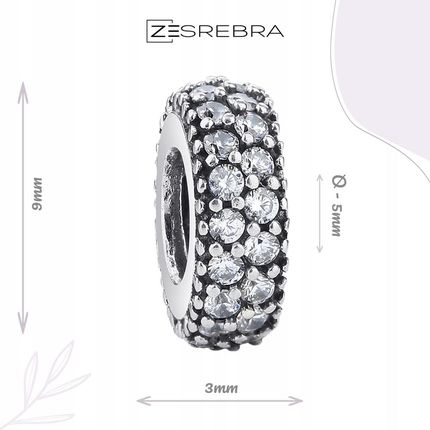Charms S925 koralik zawieszka Stoper cyrkonie - zdjęcie 3