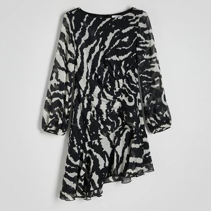 Reserved - Asymetryczna sukienka z drapowaniem - Czarny