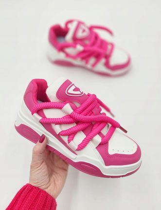 Biało-Różowe sneakersy trampki sznurowane r. 36