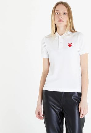 Comme des Garçons PLAY Heart Logo Polo Short Sleeve Tee White