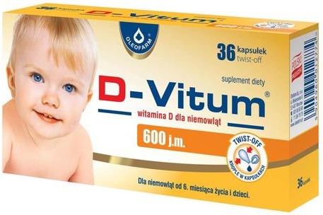 Oleofarm D Vitum Witamina D 600 Jm Dla Niemowląt 36 Kapsułek Twist Off