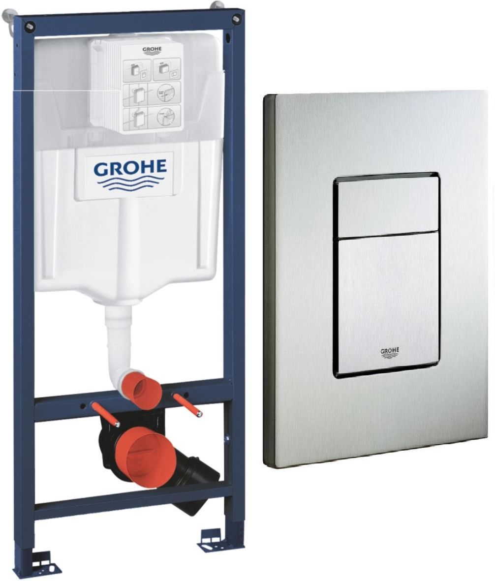 GROHE 38536001 Rapid Sl 2-in-1 Set for Wall-Hung Toilet, 1.13 m, Wall Brackets