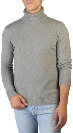 Swetry marki 100% Cashmere model T-NECK-M kolor Szary. Odzież męska. Sezon: Jesień/Zima