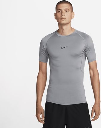 Nike Męska Przylegająca Koszulka Z Krótkim Rękawem Do Fitnessu Dri Fit Pro Szary