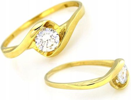 Złoty pierścionek 375 duża cyrkonia r17 zaręczynowy