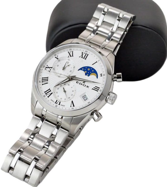 ネックベァード3 Zegarek EDOX Les Vauberts Moonphase Chrono 01655-3M-AIN