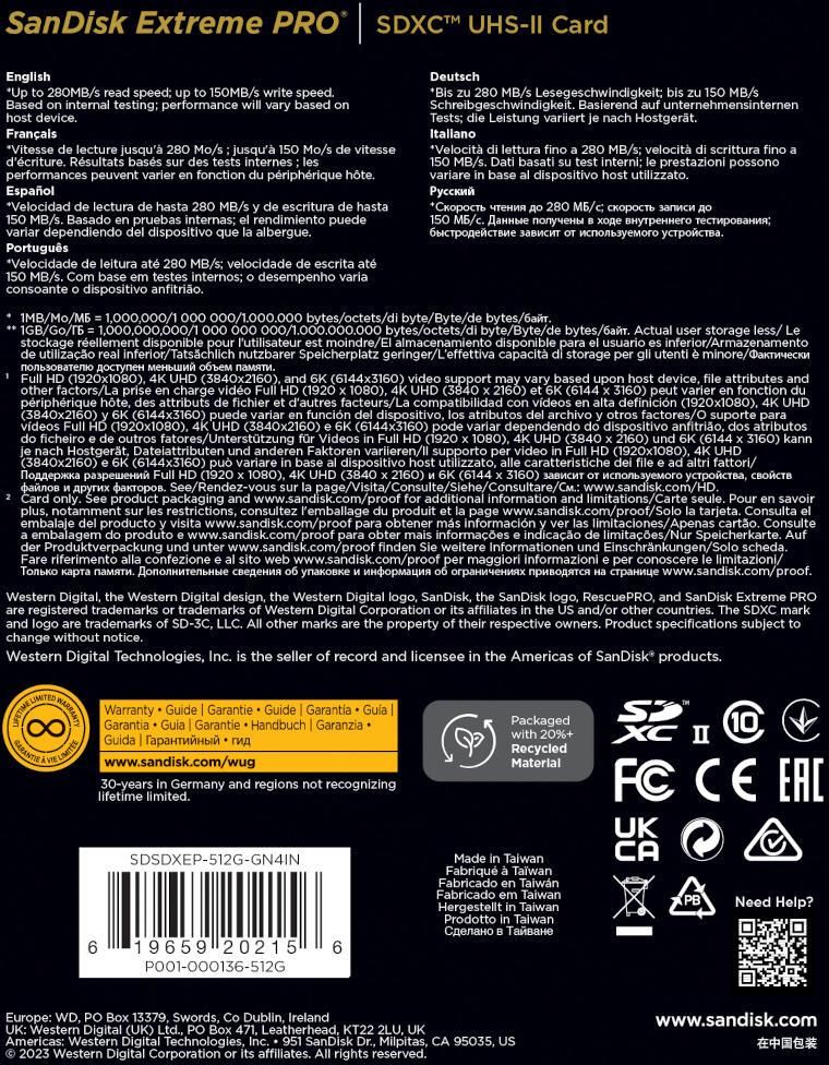 Karta pamięci do aparatu SANDISK SDSDXEP-512G-GN4IN KARTA