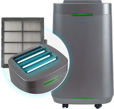 Grafenowy Oczyszczacz Powietrza Air Essence Eco Plasma LCD ESP Graphene, 60m2, niezużywalny grafenowy filtr ESP, sterylizator UVC, szary