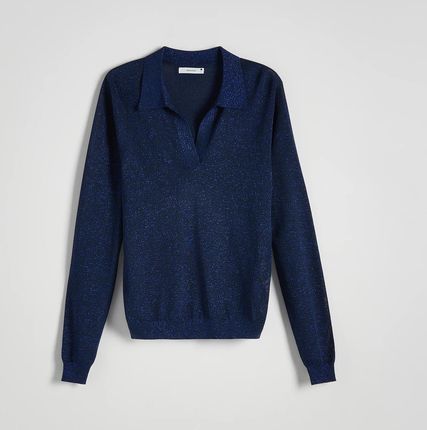 Reserved - Połyskujący sweter z wiskozy - Granatowy