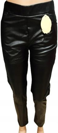 LEGGINSY Spodnie lekko ocieplone Eko Skóra czarne wysoki stan XL/2XL