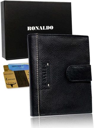 Męski duży portfel skórzany, pionowy z zapinką - Ronaldo