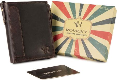 Duży portfel w stylu retro z dwiema kieszeniami na monety - Rovicky