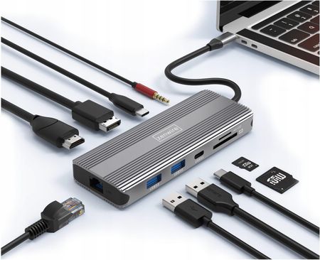 HUB USB-C 10w1 Display Port 1.4 HDMI 2.1 8K 4K 120Hz 60Hz Full HD 144Hz USB 3.0 SD Power Delivery 100W Macbook M1 M2 Zenwire