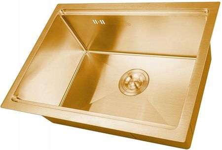 Złoty zlewozmywak kuchenny podwieszany do szafki 60 cm głęboki Nett NG-5742