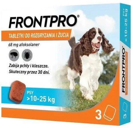 FRONTPRO 10-25 kg Tabletki Do Rozgryzania I Żucia Dla Psów 68mg Afoksolaner