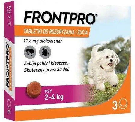 FRONTPRO 2-4 kg - tabletki do rozgryzania i żucia dla psów (11mg afoksolaner)