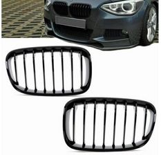 Mtuning Grill Sportowy Pojedyncze Żeberka Gloss Black Bmw 1 (F20, F21) Hatchback Przed Liftem 2011-2015