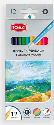 Toma Kredki Ołówkowe Heksagonalne 12 Kolorów Miękkie Drewniane